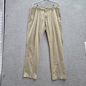 VOLCOM Men Pants 33 Beige Chino Straight Pockets Mid Rise Cotton 31 in Inseam